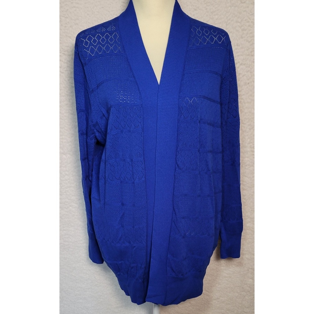 VIISHOW Womens Sweater Cardigan Size L‎ Blue Open Front Long Sleeve 1496